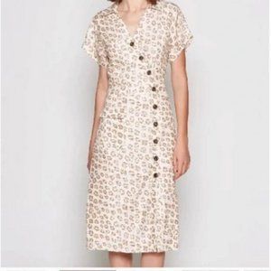 Joie Collared Button Front Midi Dress Medium 100% Linen Pockets